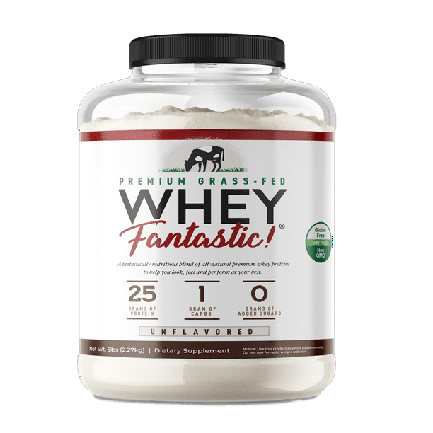 Whey Fantastic 5LB Grass Fed Whey Protein Unflavored, Optimum Blend