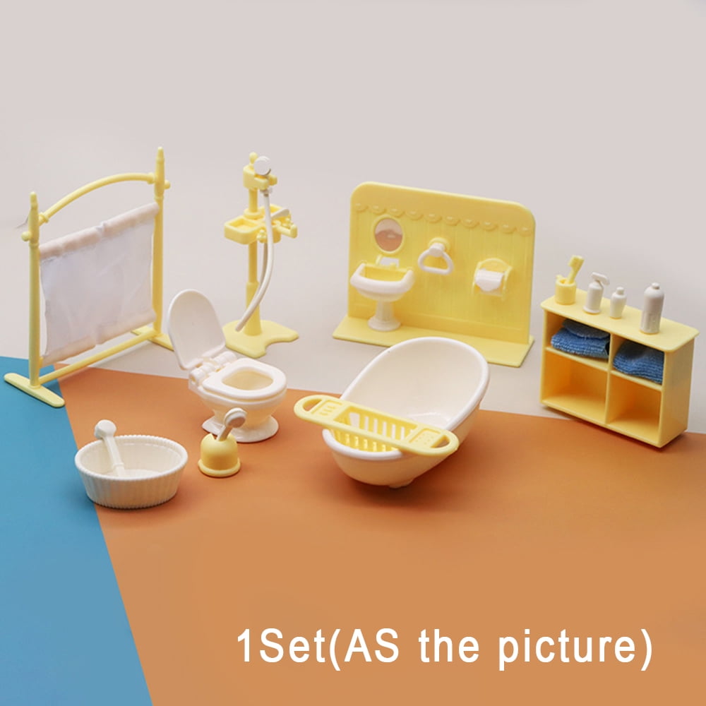 FUNNYFAIRYE 1/12 Scale Mini Furniture Bathtub Toilet for Dolls House