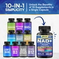 thumbnail image 3 of Parrox NAD+ Supplement with Vitamin B3 & B12, Magnesium, Resveratrol, Niacinamide, Turmeric, Ashwagandha, Lion’s Mane, Black Pepper Extract, Liposomal NAD, 10-in-1 Extra Strength (3 Pack), 3 of 8