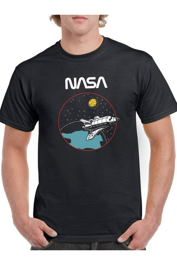 Space Shuttle Into Galaxy T-Shirt Men -NASA Designs, Male Large