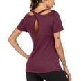 thumbnail image 5 of Lenpel Workout Tops for Women Casual Loose Short Sleeve Crew Neck Open Back Gym Yoga T Shirts Athletic Tunic Tees, 5 of 5