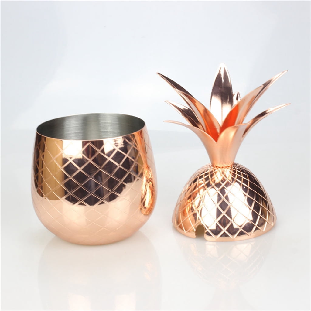 Cocktail Tumbler Pineapple Mug Cocktail Cup Tool Home Party 500ml Rose Gold 