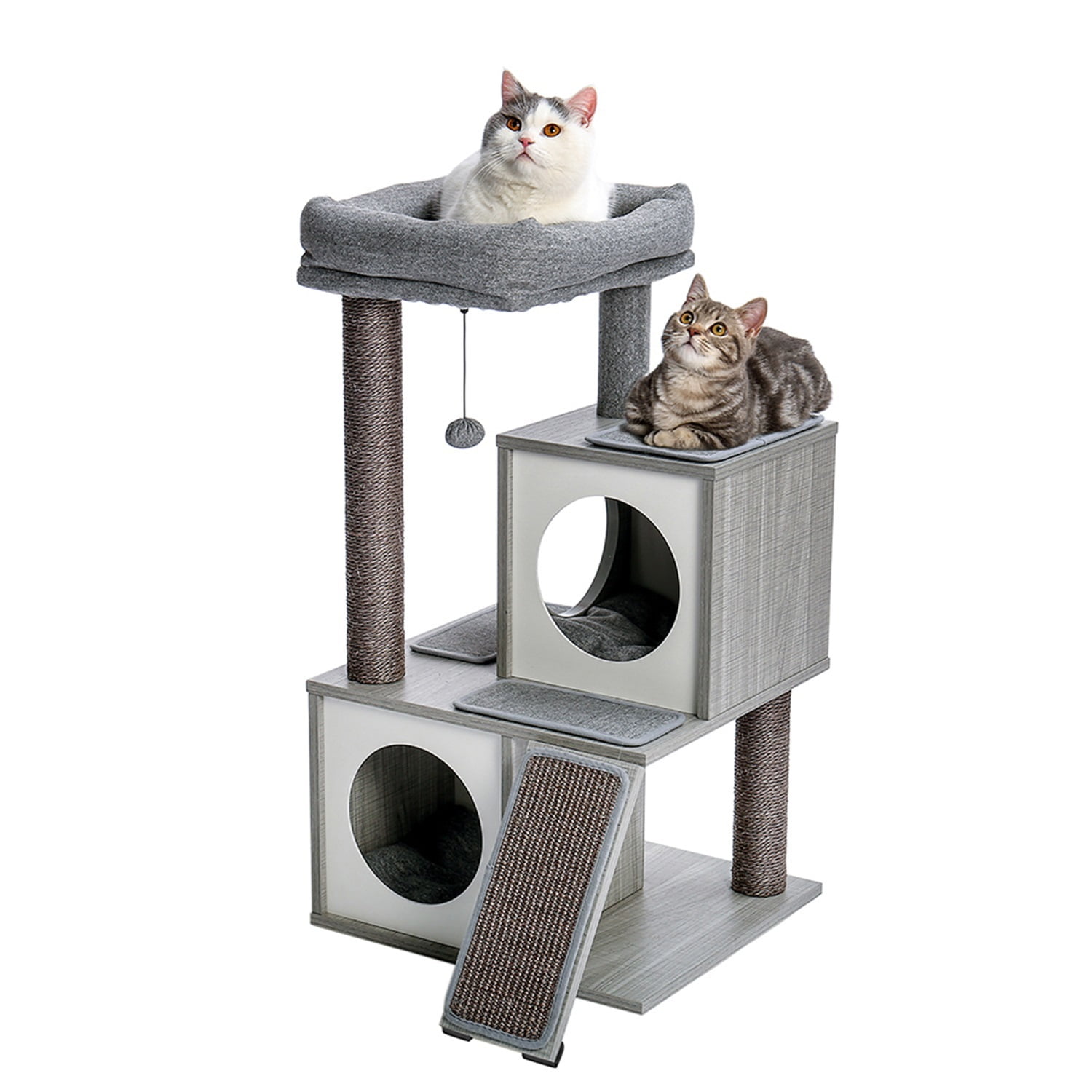 Pefilos Road Cat Tree Tower for Adult Cats Wooden Cat Tower with Double Condos Cat Nest for Indoor Cats, Cat Houses for Indoor Cats Spacious Perch, Gray Pefilos Road Cat Tree Tower for Adult Cats Wooden Cat Tower with Double Condos Cat Nest for Indoor Cats, Cat Houses for Indoor Cats Spacious Perch, Gray