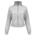 thumbnail image 6 of SAATLERI Womens Cropped Hoodie Casual Stand Collar Sweatshirt Loose Fit Full Zip Up Long Sleeve Pullover Fall Fashion Top, 6 of 6