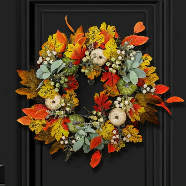 Fall Peony and Pumpkin Wreath - Autumn Year Round Wreaths for Front Door, Artificial Fall Wreath, Autumn Front Door Wreath Thanksgiving Wreath for