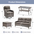 thumbnail image 6 of Opohoro 8 PCS Outdoor Patio Conversation Set, Weather Resistant Wicker Sofa Set with 4 Patio Swivel Chairs, Coffee Table and Ottomans for Deck, Backyard, Gray/Gray, 6 of 15
