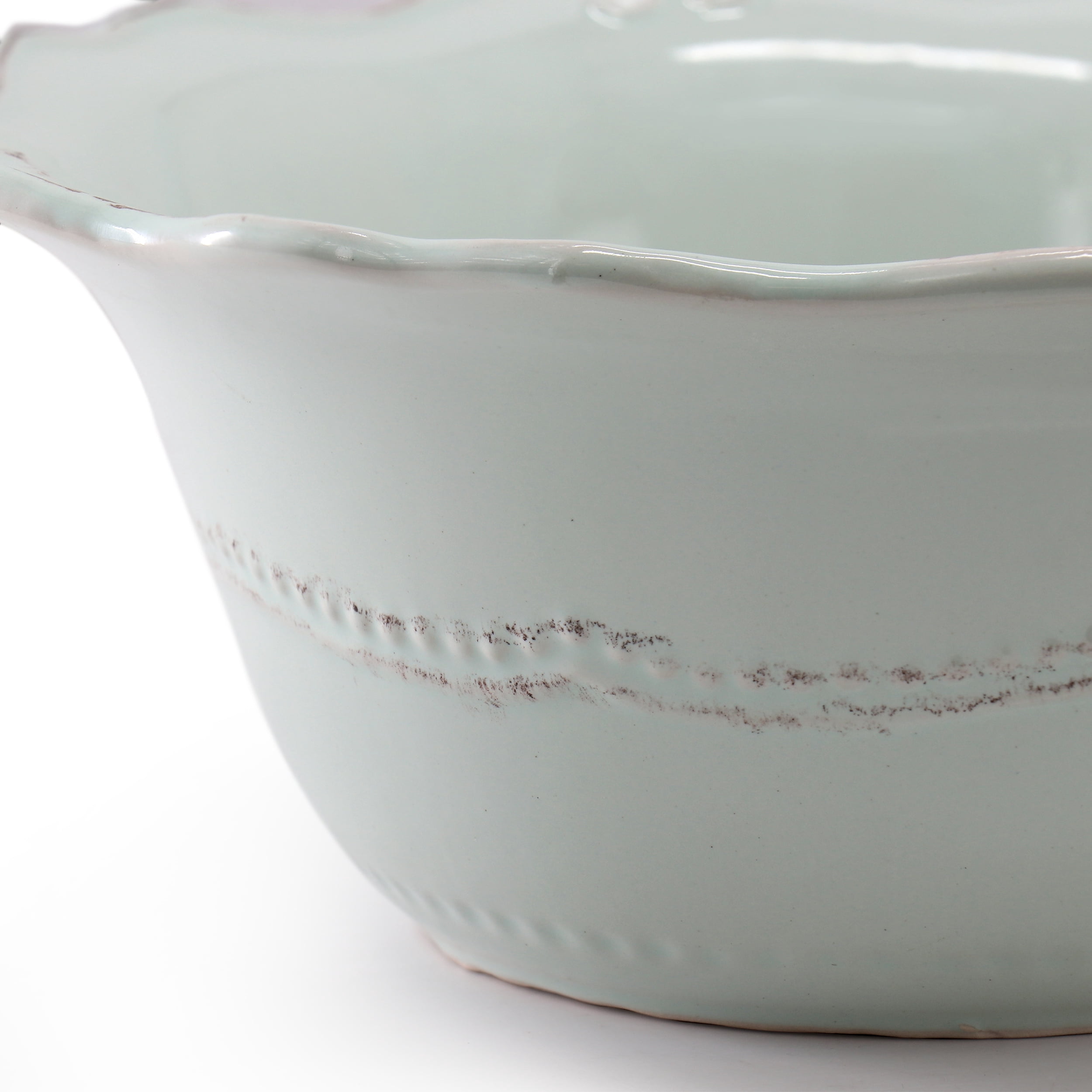 Modern Southern Home Capri 2 Piece 10 Inch Scalloped Stoneware Serving Bowl Set in Egg Blue