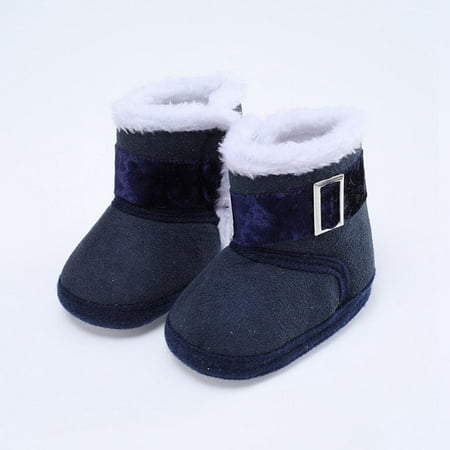 

QWZNDZGR New Autumn Baby Shoes Girl 1 Year Winter Newborn Boys Soft Sole First walker Toddler Fur Warm Snow Boots 0-18 Months