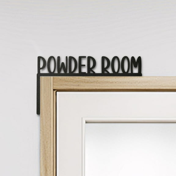 PATLOLLAV Creative Acrylic Door Topper,Minimalist Over The Corner Frame Decor Signs,Wood Letter Art Home Decoration,Farmhouse Wood Sign for Front Door Bathroom (Black,POWDER ROOM)