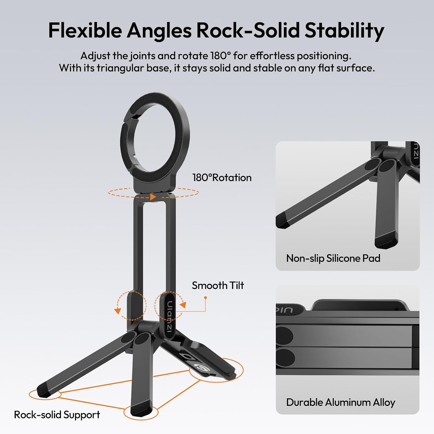 Ulanzi Magnetic Phone Tripod for iPhone, MA38 Portable Phone Holder Mini Tripod With Double-Sided Strong Magnetic