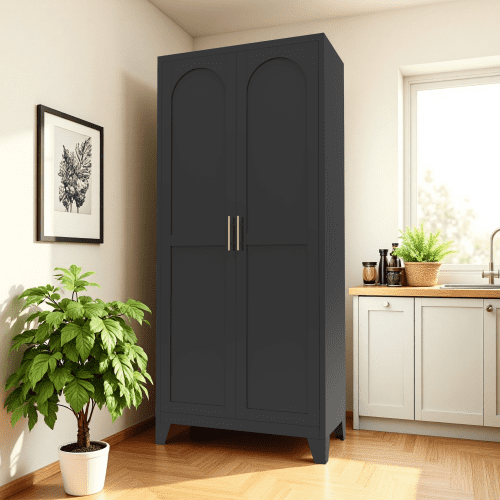 71'' Tall 2-Door Metal Storage Cabinet with Adjustable Shelves - Black (Corrosion-Resistant, Multi-Room Use)