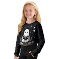 thumbnail image 5 of Xoenoiee Ghost Book Print Girls Crop Tops Oversized Crewneck Long Sleeve Sweatshirts Kids Fashion Drop Shoulder Pullover, 5-6 Years, 5 of 7