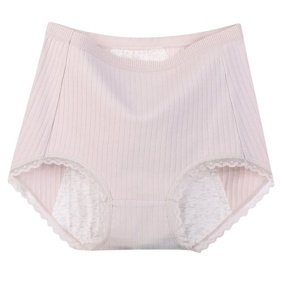 Lovskoo Women's 2024 Plus Size Period Menstrual Period Panties Leak-Proof Cotton Protective Briefs Gray