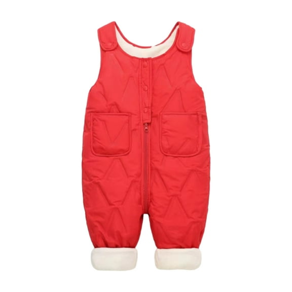 GYRATEDREAM Toddler Kids Baby Boy Girl Fleece Overalls Suspender Pants Solid Straps Trousers Halter Romper Jumpsuit Bottom Outfit for 6-12M Red