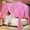 Pink, variant on 4 Corners Post Ruffle Canopy Bed Curtains for Girls Kids Adults - Cute Cozy Drape Square Netting - 3 Opening Mesh Net Canopy - Princess Bedroom Decoration