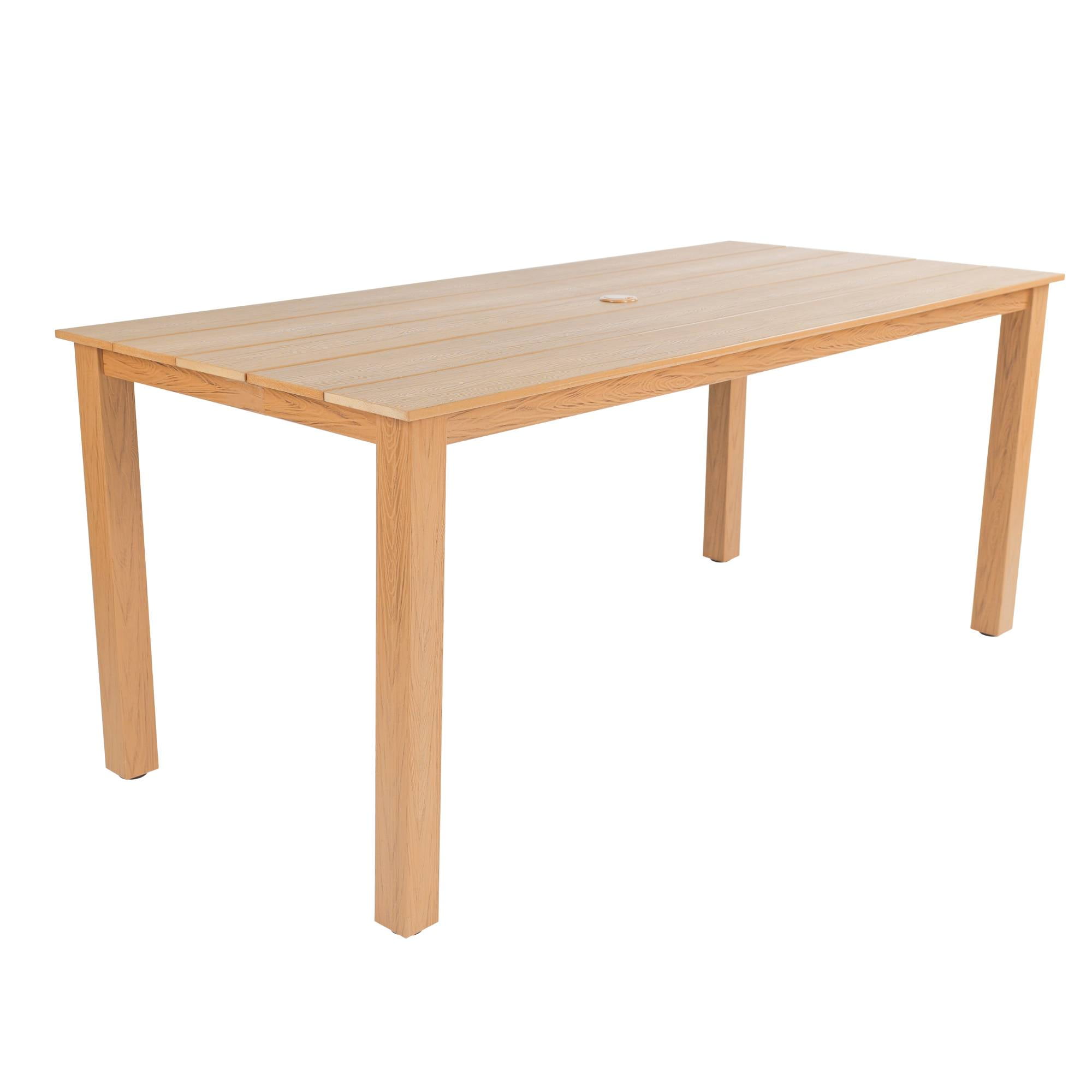 Outdoor Dining Table, 68.9 Inch Simple Solid Dinner Table for Garden Patio Backyard Picnic Casual Outdoor Meals, Teak
