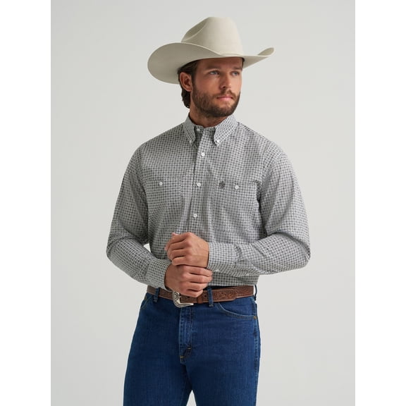 Wrangler George Strait Grey Geo Print - Mens Shirt - 112379024