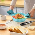 thumbnail image 4 of 2PCS Silicone Air Fryer Liners with Mitts and Tongs 3-in-1 set, 6.75 inch Non-Stick Easy Cleaning Silicone Pot, Food Safe Heat-Resistant Reusable Silicone Basket, Replacement of Parchment Paper, 4 of 7