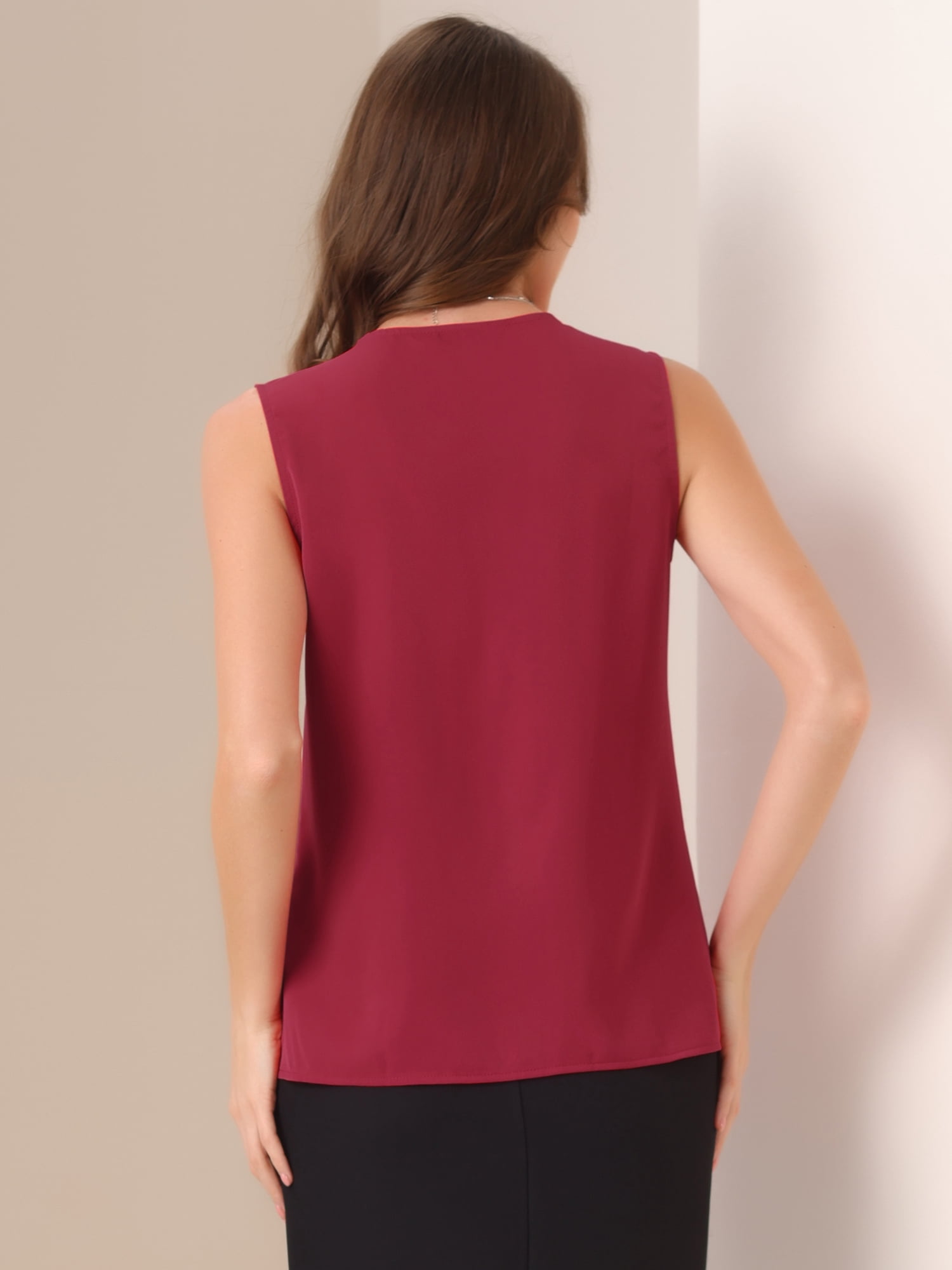 DARING DIVA Sleeveless Blouse Top Office Work Shirt L Red