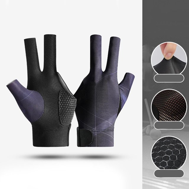 Guantes de 3 dedos shamjiam Guantes de piscina Tiradores de mano izquierda Snooker antideslizante Elástico Transpirable