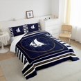 thumbnail image 3 of Feelyou Cartoon Ocean Sailboat Bedding Comforter Set for Boy, Marine Nautical Twin Comforter Sets, Navy Abstract Lines Bedding Set, Microfiber Bedroom Decor, 2pcs, 3 of 8