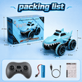 thumbnail image 3 of Zacro Amphibious Remote Control Car for Kids, 2.4GHz RC Shark Truck 360° Rotating Stunt Car with LED Lights, Waterproof All Terrain Off-Road Monster Toy Truck for Boys & Girls Ages 3+, 3 of 9