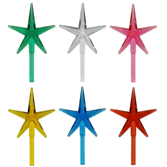 Creative Hobbies 6 Pack Multicolor Stars Ceramic Christmas Tree Lights Plastic Light Decorations - Replacement Parts Christmas Tree Ornaments
