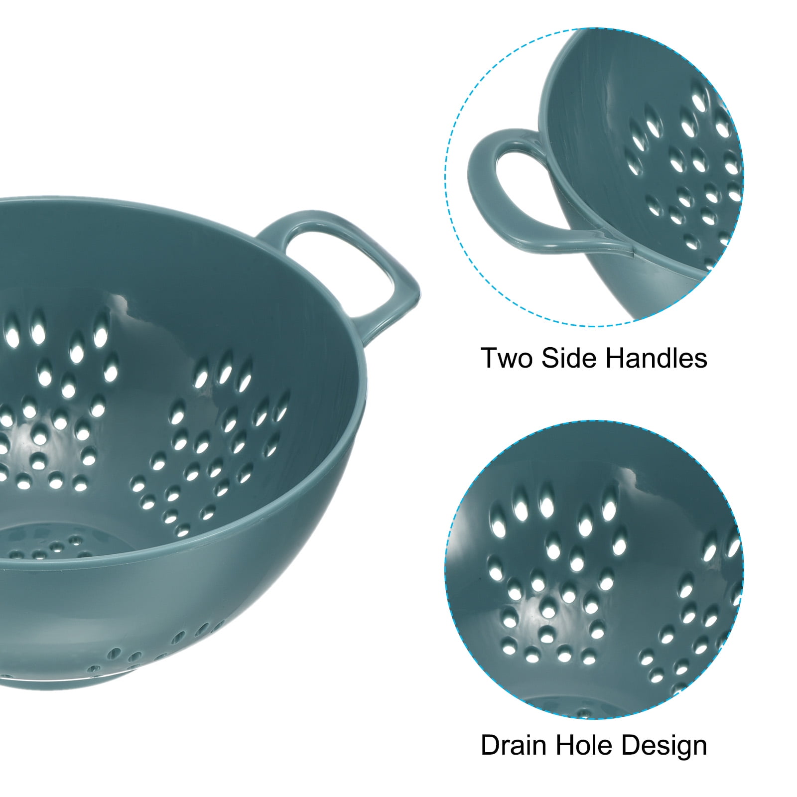 Unique Bargains Rice Washing Strainer Plastic Drainer Basket Light Blue+Army Green