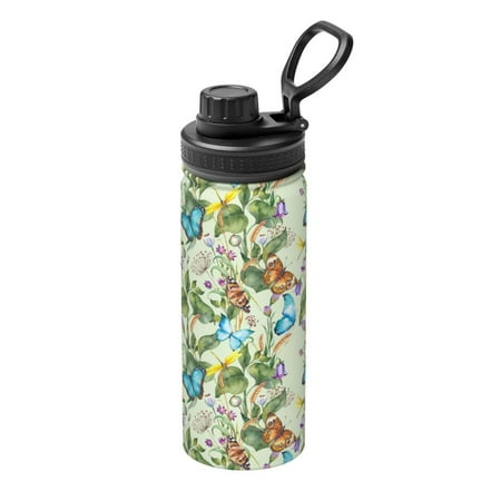 

Ocsxa Meadow Plants And Butterflies Print 18oz Stainless Steel Water Bottle Unisex Water Bottle Insulated Sports Water Cup Flask for Cold Water Drinks/Sports/Travel/Car/School