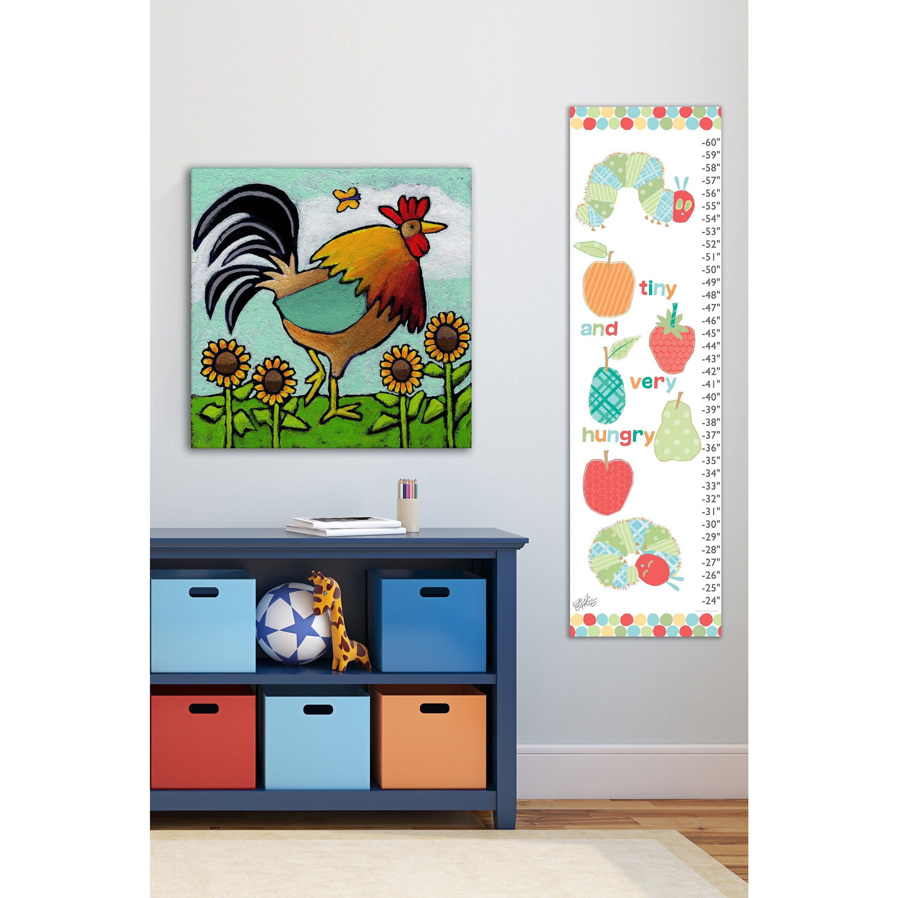 Marmont Hill - "Rooster with Sunflowers" by Janet Nelson Painting Print on Wrapped Canvas