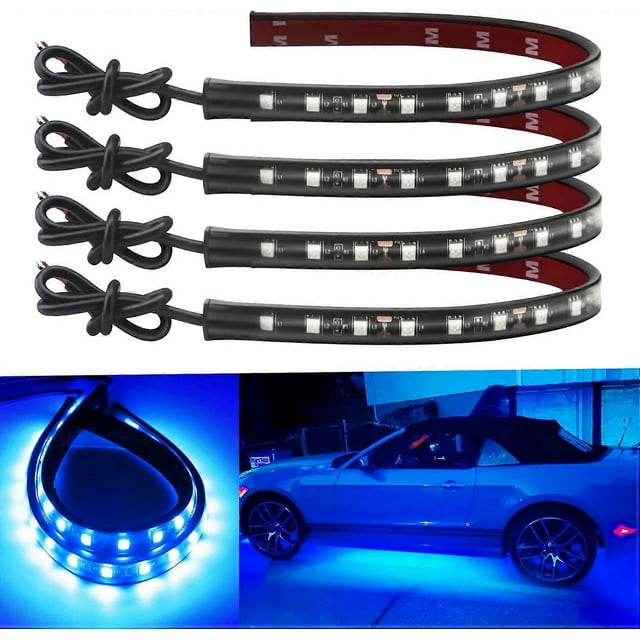 12V Led Light Strip 27.5CM Waterproof Led Light Strips for Cars Motorcycles Cart Interior & Exterior Marine Boat Blue Led Strip