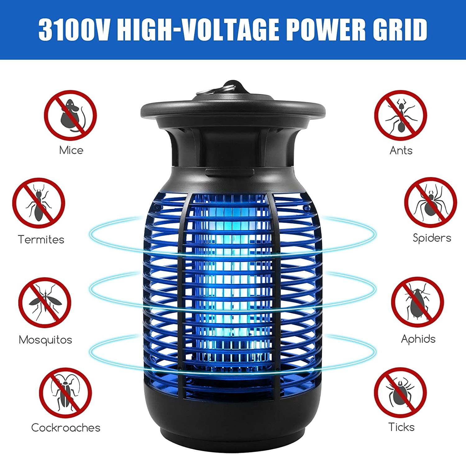 G·PEH Bug Zapper Indoor Plug in, Fly Traps for Indoors Outdoors, 4250V High Powered Electric Insect Trap, Waterproof Mosquito Killer for Home Patio Office, Safe & Effective