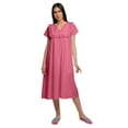 thumbnail image 1 of Moomaya Solid Short Sleeve Nightdress For Ladies Button Placket Nightwear, 1 of 6
