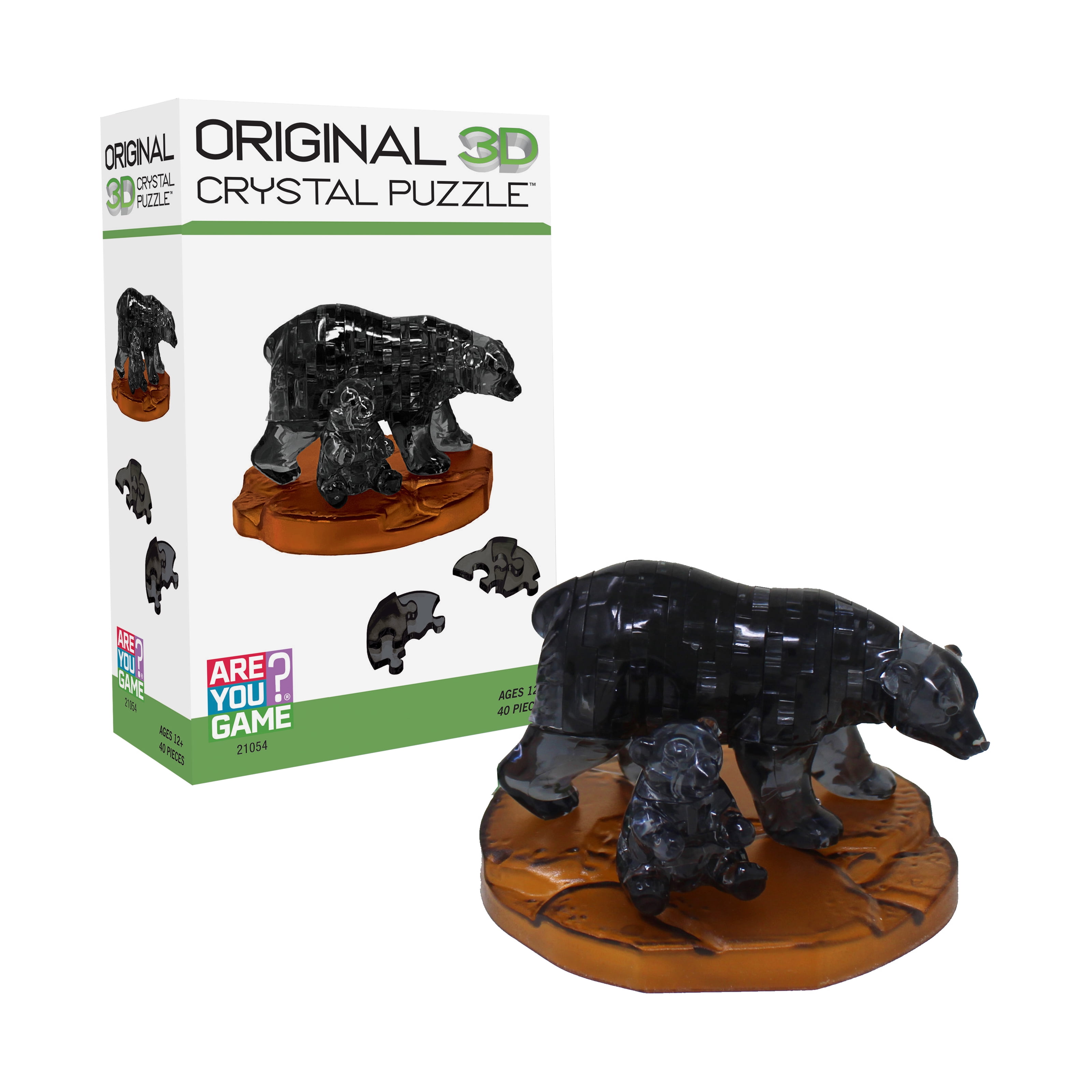 AreYouGame.com 3D Crystal Puzzle - Black Bear and Baby: 40 Pcs