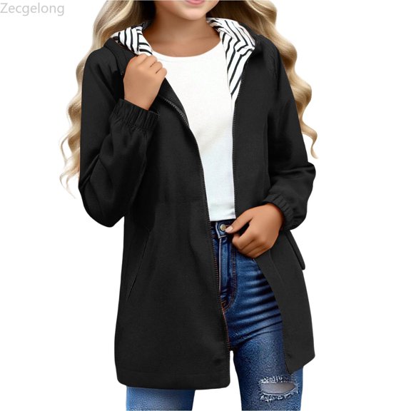 Zecgelong Lightweight Hooded Jacket With Pockets And Striped For Outdoor Activities