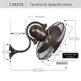 thumbnail image 2 of Matthews Fan Company LL-TB Laura 16" Textured Bronze Wall Mount Fan with 3 Blades, Handheld Remote Included, Indoor/Outdoor Damp Rated, 2 of 6
