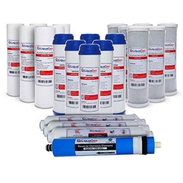 LiquaGen - Replacement Bulk Filter Kit for Reverse Osmosis Water Filtration Systems (3 Year Supply) (150 GPD)