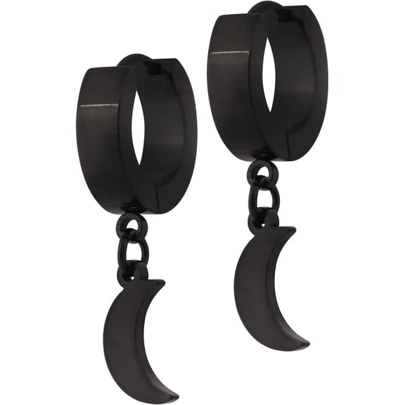 Black Cresent Moon Earrings, Black Earrings, Grunge Earrings, Punk Earrings, Goth Earrings, Gothic Earrings for Women, Halloween Christmas New Year Jewelry Gift For Women