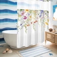 thumbnail image 5 of No Hook Shower Curtain with Built-in Rings - Boho Floral Washable Waterproof Fabric Bathroom Curtains for Hotel,Rentals, Stall 48 X 72 Inch , Watercolor Leaves Flowers, 5 of 9