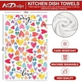 thumbnail image 2 of qefuia Valentine Kitchen Towel Watercolor Hearts Dish Towels 18 x 26 Inch Watercolor Love Heart Hand Drying Tea Towel for Wedding Anniversary Cooking Baking, Set of 2, 2 of 6