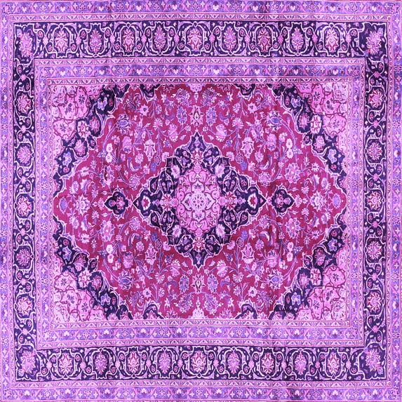 Ahgly Company Indoor Square Medallion Purple Traditional Area Rugs, 3' Square