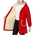 thumbnail image 7 of ZQUUVOU Fuzzy Pajamas Tops for Women Winter Thicken Hooded Plush Loungewear Shirts Long Sleeve Button Down Pajama Tops Red, 7 of 7