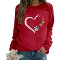 thumbnail image 1 of GPOECD Mode Femme Décontractée Couleur Unie Manches Longues Imprimé Lettre Col Rond Chandail en Molleton Sans Capuche Coupe Ample Chandail Confortable Rouge,P, 1 of 5
