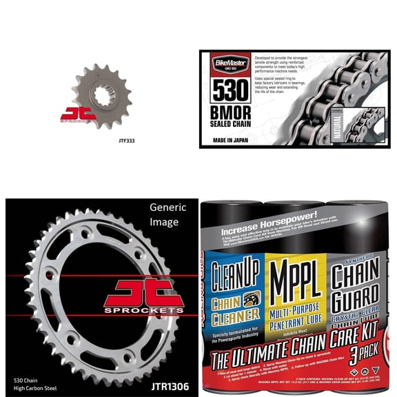 BIKEMASTER 530 BMOR Sealed Chain Natural with MAXIMA Wax, JT Front & Rear Sprocket Kit for Street HONDA CBR1000RR 2008-2016