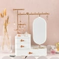 thumbnail image 1 of Jewelry Storage Box Necklace Holder Storage Box Bathroom Desktop Beauty Makeup Organizer Waterproof Rack High Definition Mirror White, 1 of 7