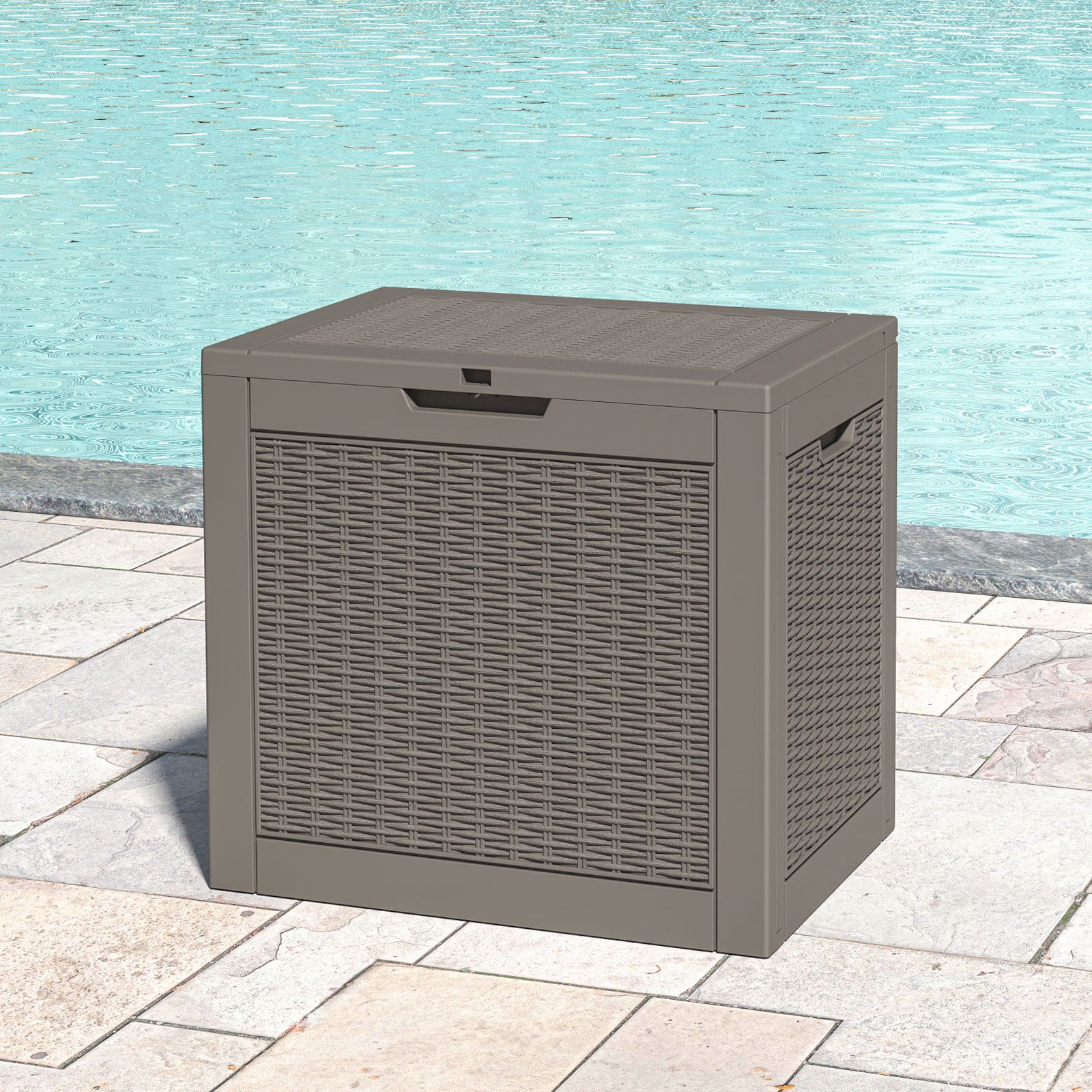 LHBcraft 31 Gallon Deck Box, Resin Outdoor Storage Box, Waterproof and UV Resistant Lightweight Storage Deck Box for Garden Tools, Supplies, Toys