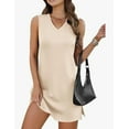 thumbnail image 5 of V-Neck Summer Casual Beach Dress for Women 2026 Vacation Women's Sleeveless Sundress with Split, 5 of 8