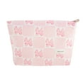 thumbnail image 1 of Ofertas Únicas 1 Pc Bolsa de Maquillaje Ligera con Cuadrícula y Lazo para Vacaciones en Lona Rosa, 1 of 6
