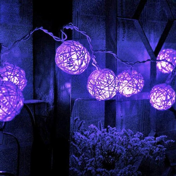 LINLIN Solar Rattan String Light, 6M 30 LED Solar Fairy Ball Decorative String Lights with 2 Lighting Modes for Outdoor Garden Yard Patio Christmas Party