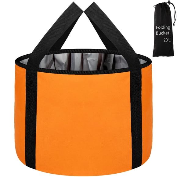 JSVSLTD Lavabo para pies, cubo plegable de 20 litros, cubo portátil para remojar pies, cubo para remojar pies para viajes al aire libre, camping, pesca (naranja)